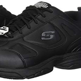 Skechers For Work Men's Dighton Slip Resistant Work Shoe BLACK - BLACK, 14-M
