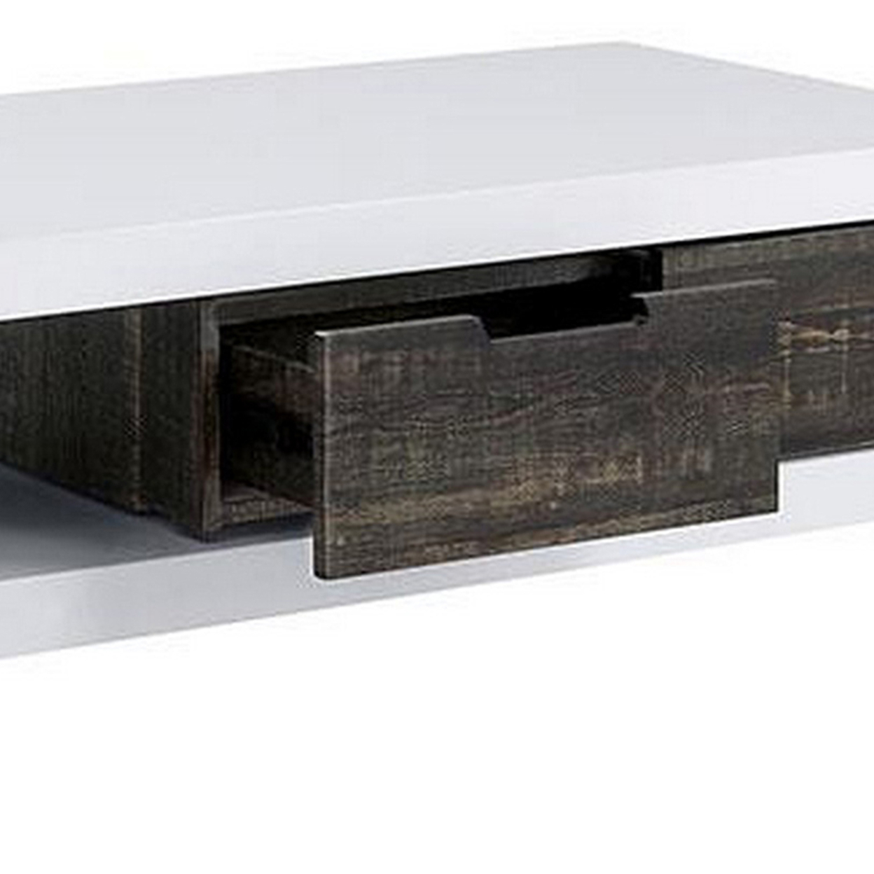 Two Tone Coffee Table With Open Shelf, White And Brown- Saltoro Sherpi