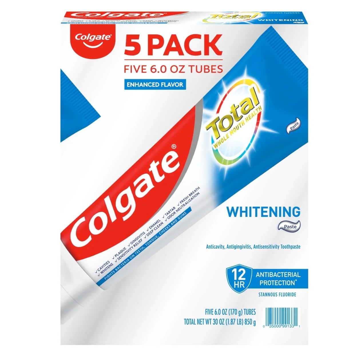 Colgate Total Whitening Toothpaste, 6 Ounce (Pack Of 5)