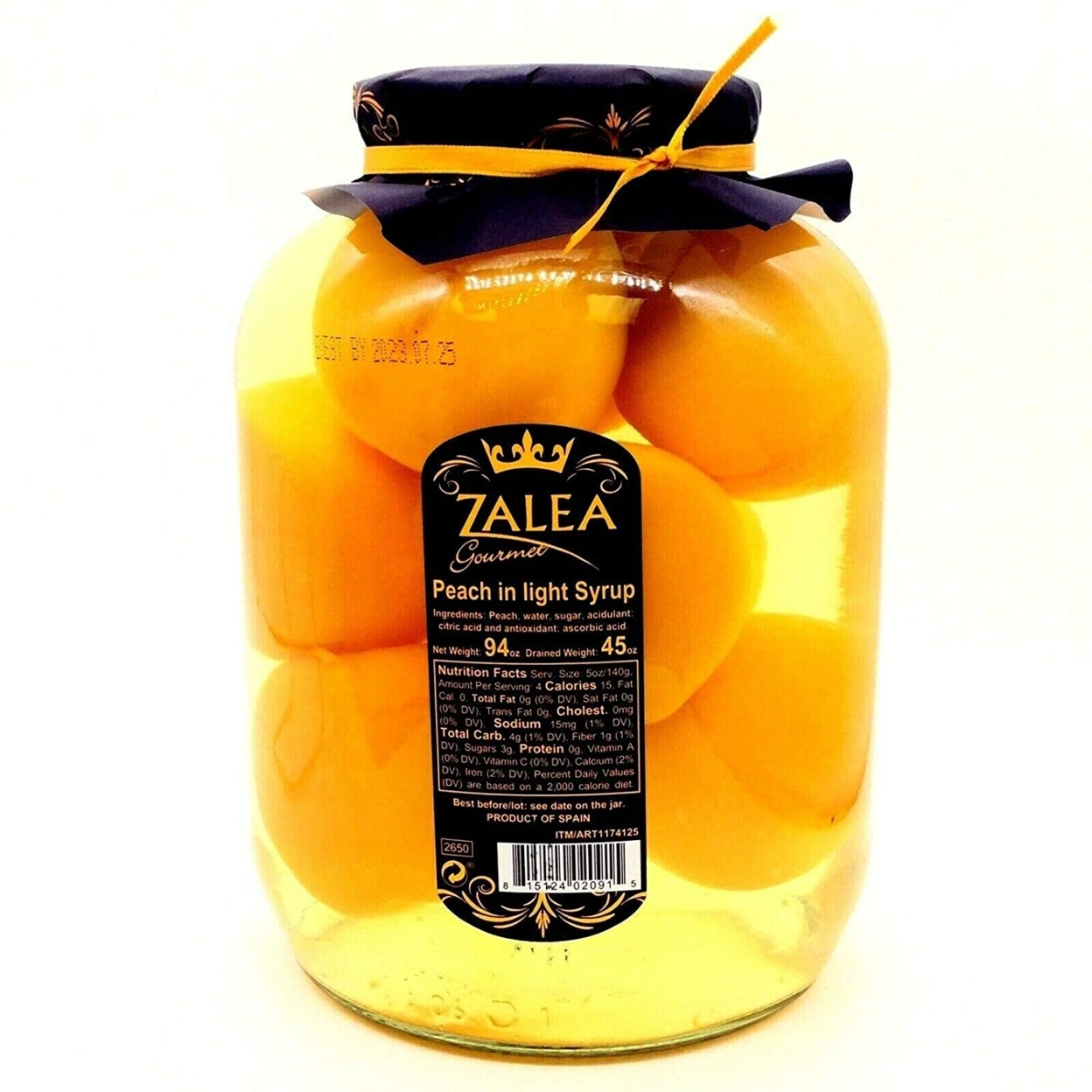 Zalea Gourmet Whole Peaches In Light Syrup, 94 Ounce Jar