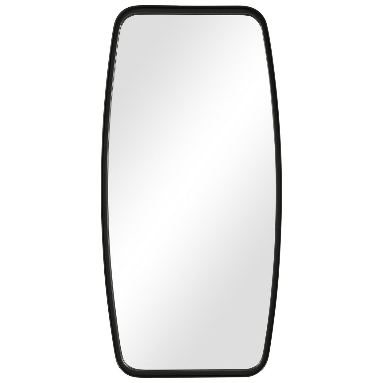 Rectangular Metal Frame Mirror With Curved Edges, Black- Saltoro Sherpi