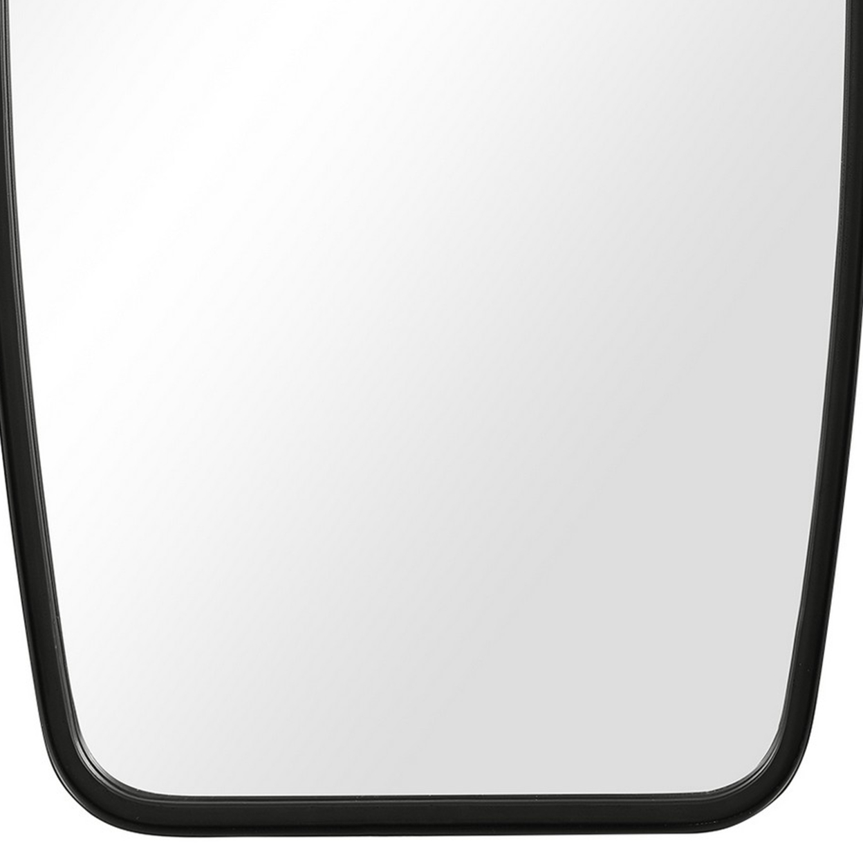 Rectangular Metal Frame Mirror With Curved Edges, Black- Saltoro Sherpi
