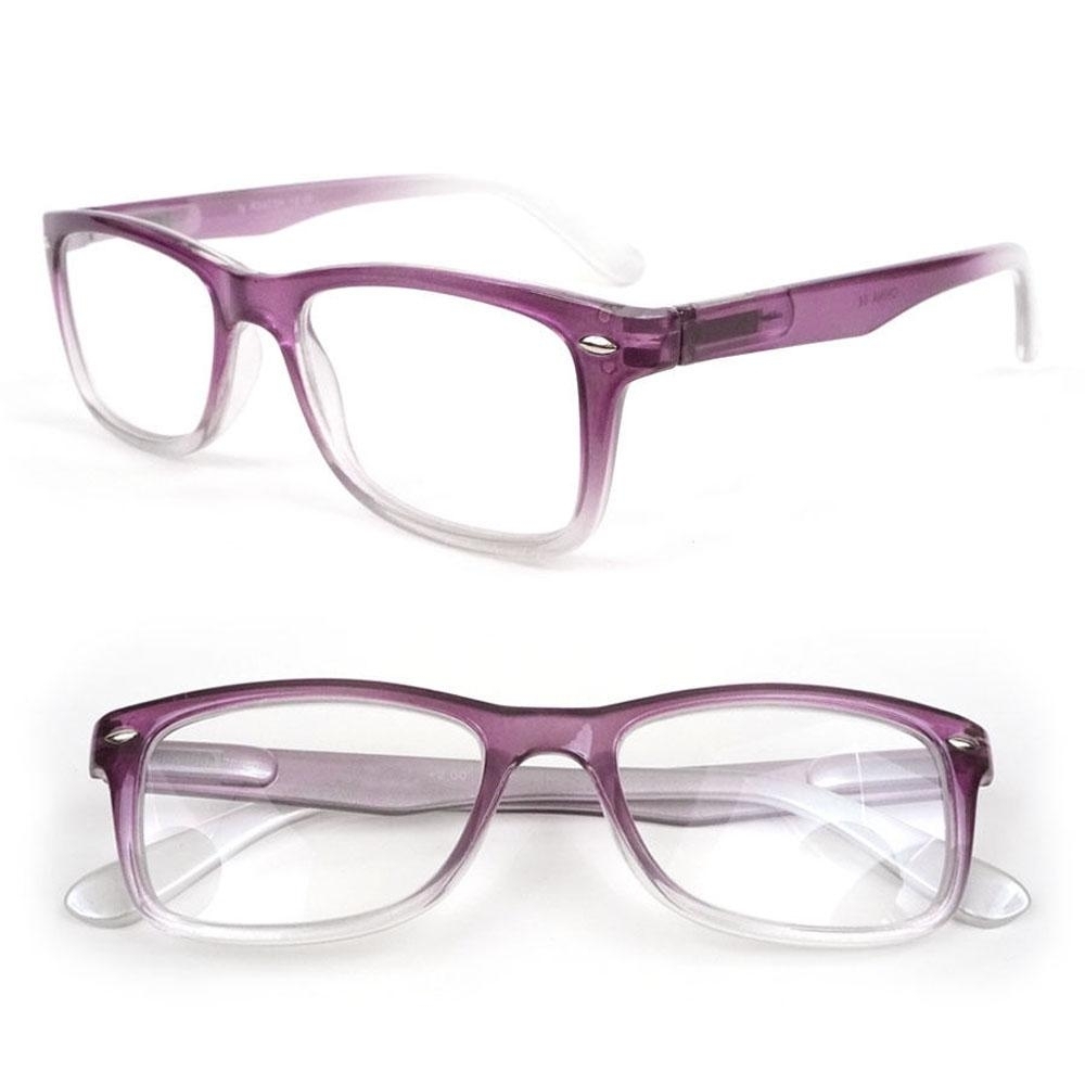 Classic Medium Frame Geek Retro Style Reading Glasses - Purple, +1.25