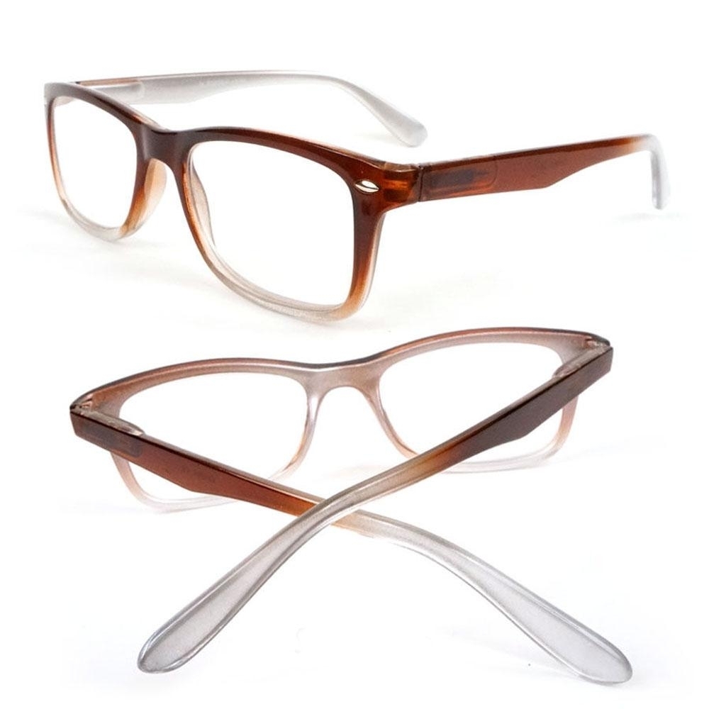 Classic Medium Frame Geek Retro Style Reading Glasses - Brown, +3.00