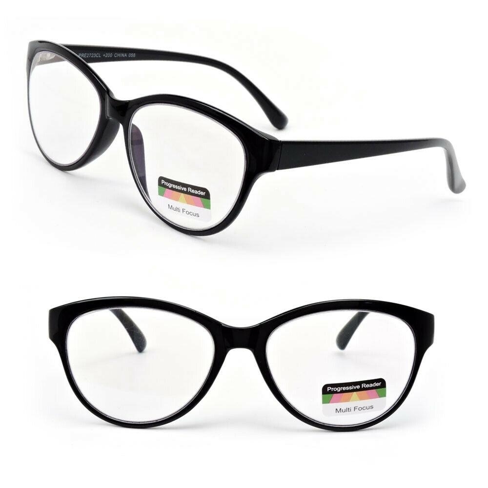 Reading Glasses TriFocal Lenses Progressive Readers - Black/clear, +2.50