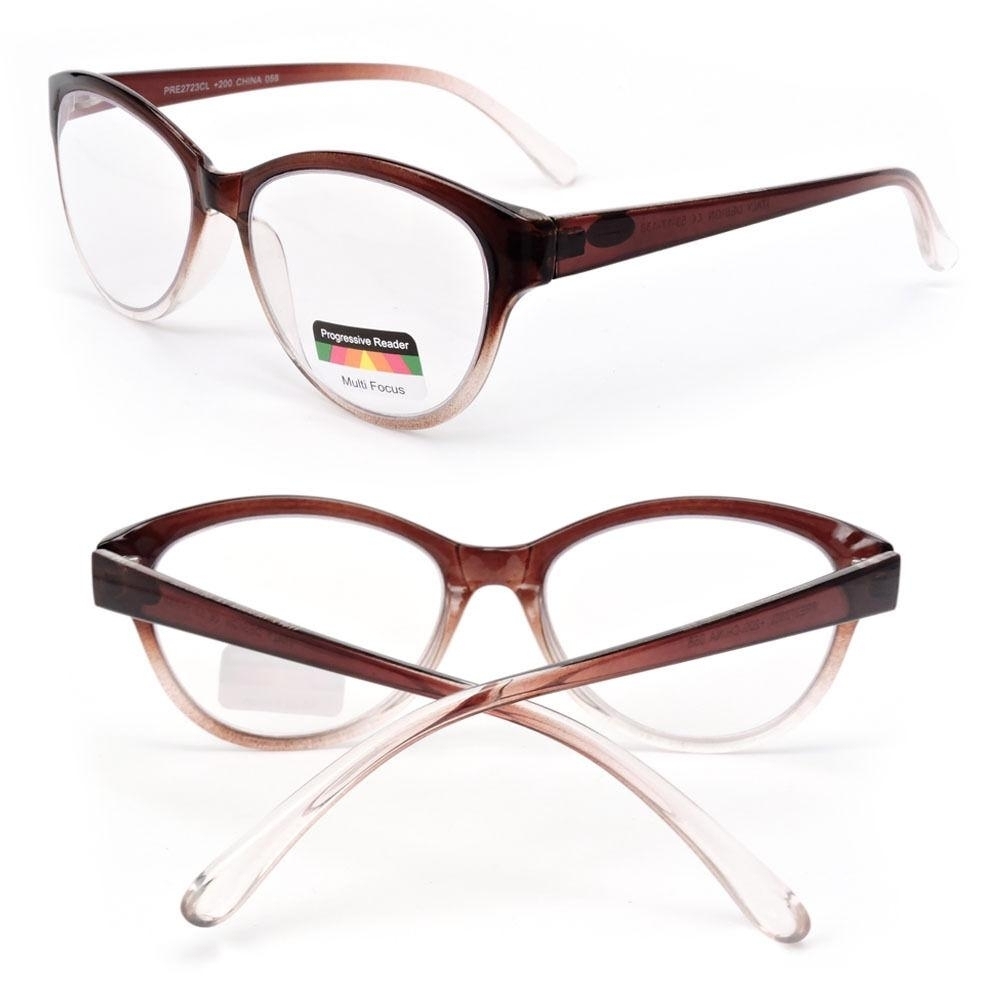 Reading Glasses TriFocal Lenses Progressive Readers - Brown/clear, +2.00