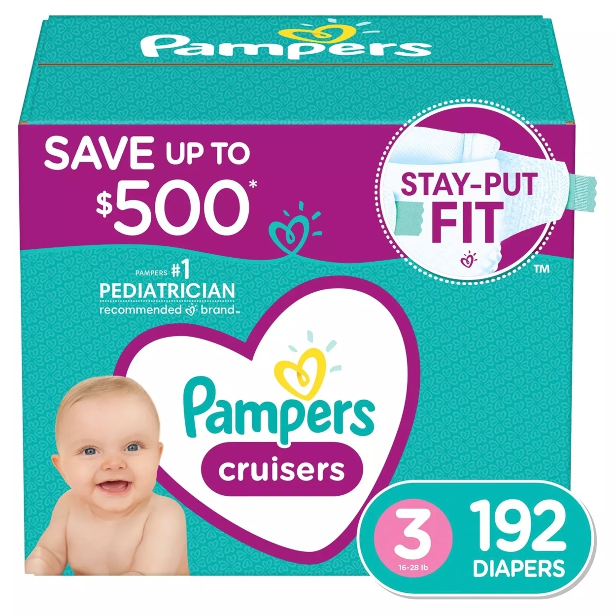 Pampers Cruisers Diapers - Size 3 (16 - 28 Pounds), 192 Count