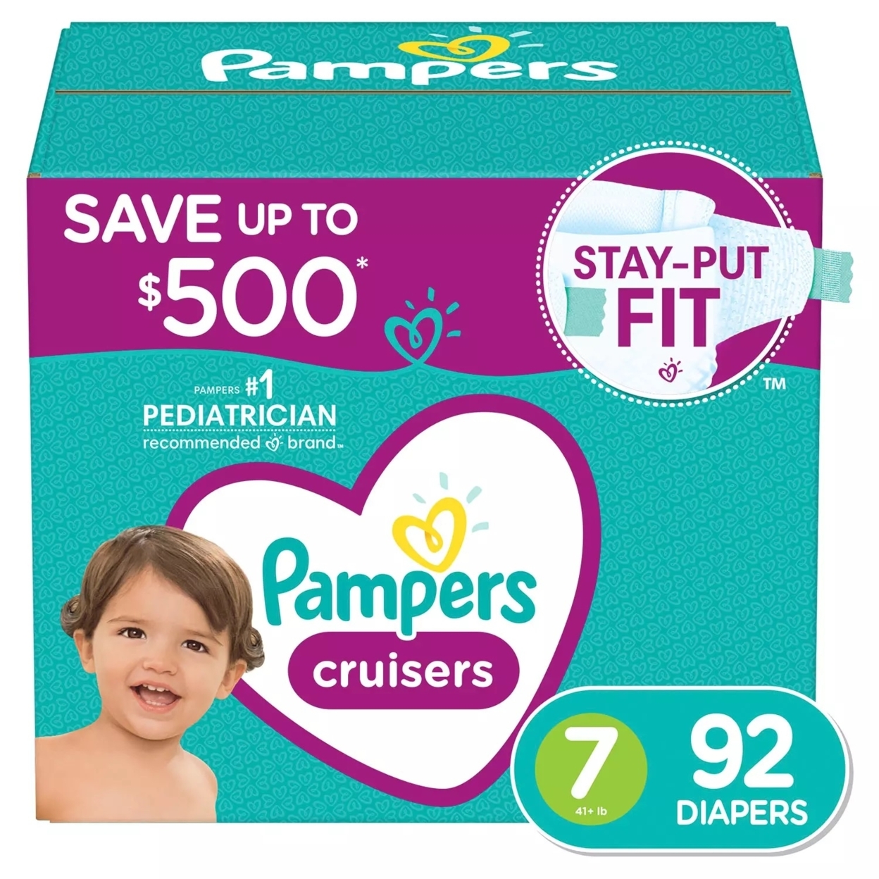 Pampers Cruisers Diapers - Size 7 (41+ Pounds), 92 Count