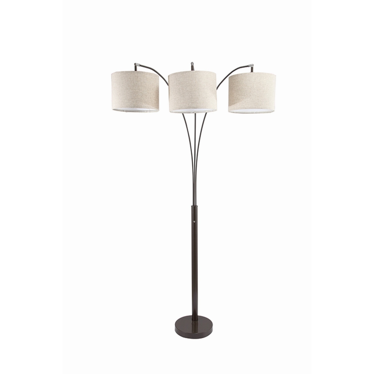 Floor Lamp With 3 Arched Arms And Fabric Shades, Bronze- Saltoro Sherpi