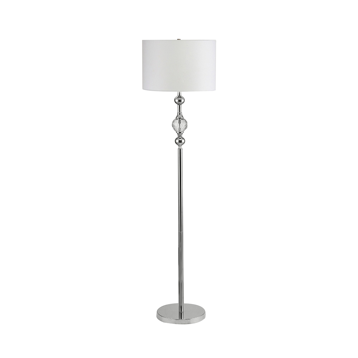 Floor Lamp With Metal Frame And Crystal Accent, White- Saltoro Sherpi