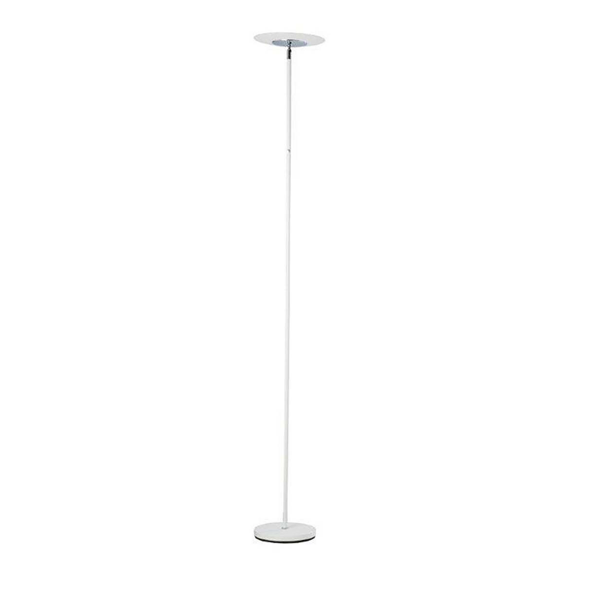 Floor Lamp With Adjustable Torchiere Head And Sleek Metal Body, White- Saltoro Sherpi