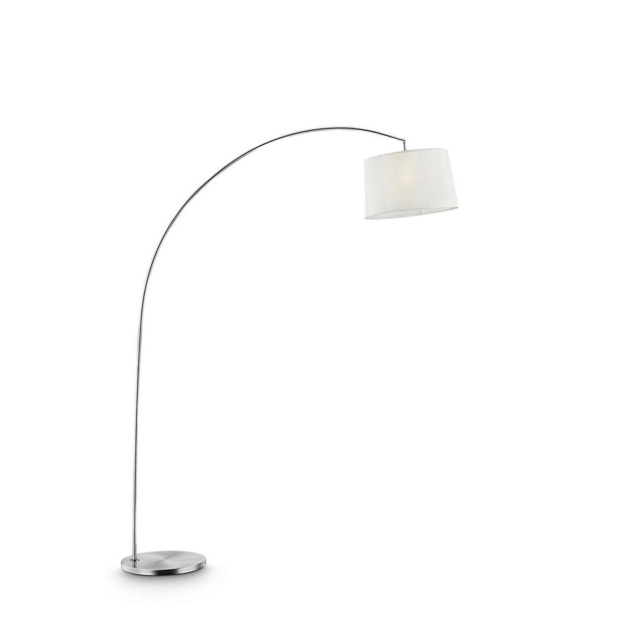 Floor Lamp With Arched Metal Body, Silver And White- Saltoro Sherpi