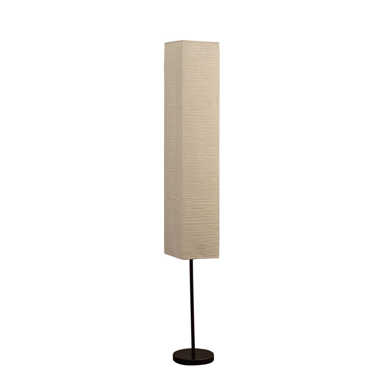 Floor Lamp With Linear Metal Base And Column Shade, Black- Saltoro Sherpi