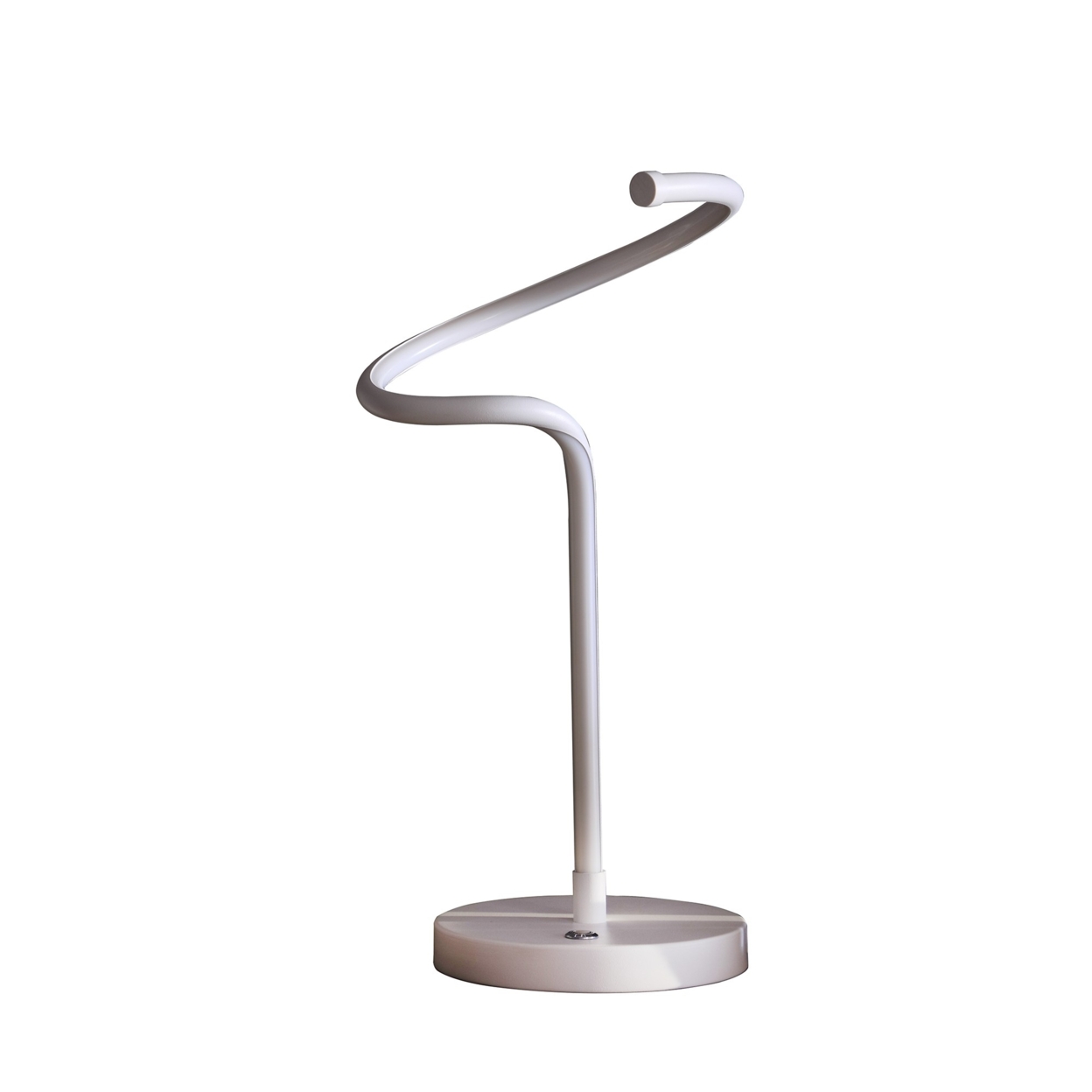 Table Lamp With Metal Curved Integrated LED, Matte White- Saltoro Sherpi