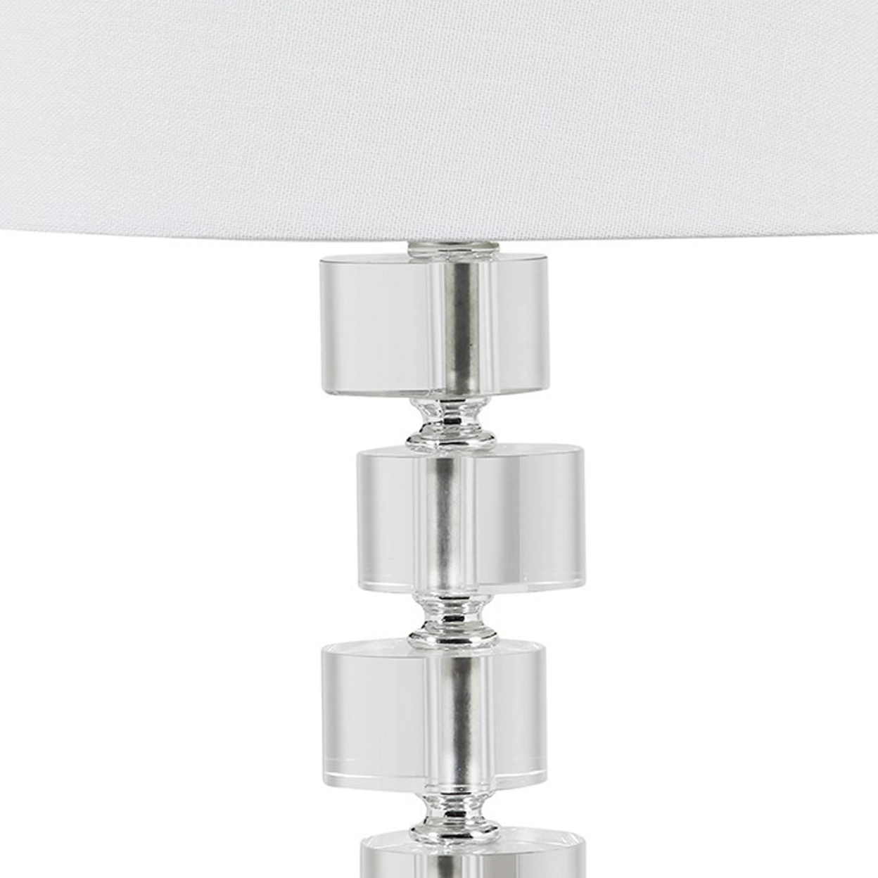Table Lamp With Zig Zag Crystal Cube Accents, Silver- Saltoro Sherpi