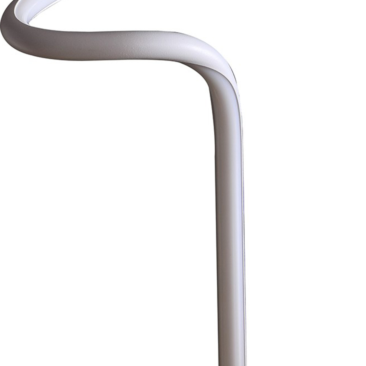 Table Lamp With Metal Curved Integrated LED, Matte White- Saltoro Sherpi