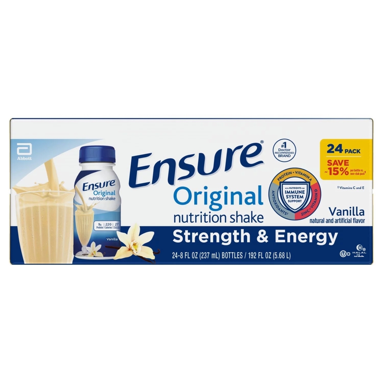 Ensure Original Nutrition Vanilla Meal Replacement Shakes, 8 Fl Oz (24 Count)