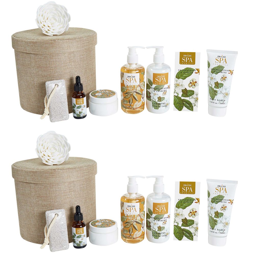 (2 Set)Draizee Bath Gift Set For Girls Women W/ Princess Flower Fragrance 8 Pieces Skin Care Set - Shower Gel Shampoo Body Scrub Body Lotion