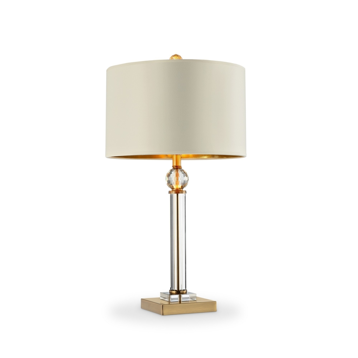 Table Lamp With Crystal Orb And Metal Stalk Support, Gold- Saltoro Sherpi