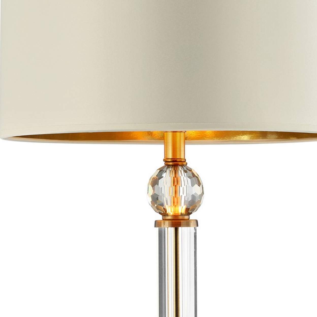 Table Lamp With Crystal Orb And Metal Stalk Support, Gold- Saltoro Sherpi
