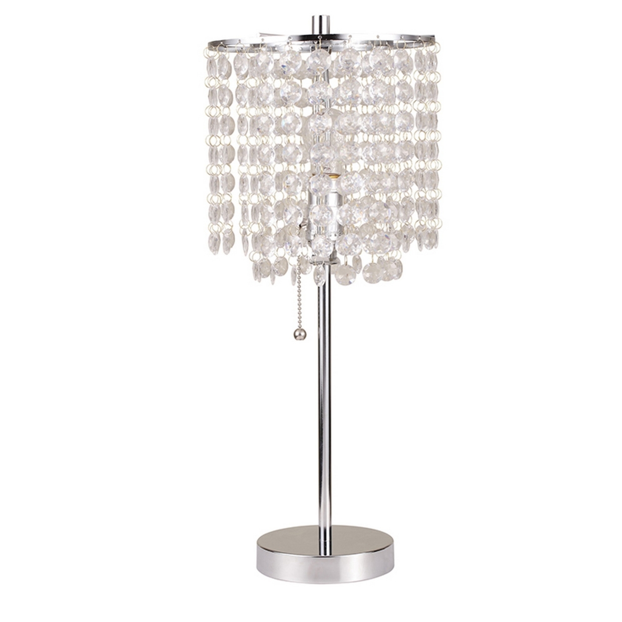 Table Lamp With Hanging Crystal Beads, Clear- Saltoro Sherpi
