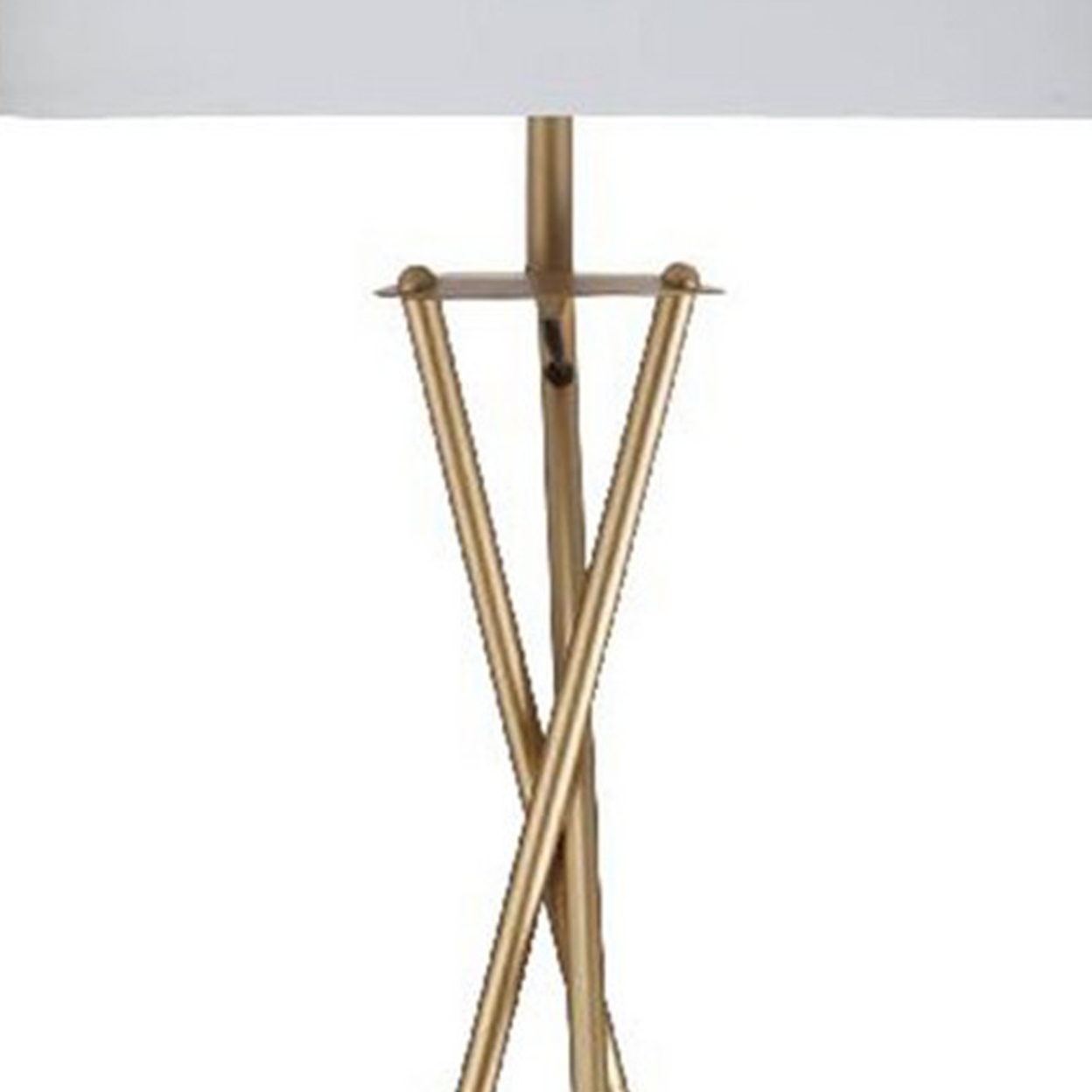 Metal Tripod Legs Floor Lamp With Rotary Switch, Gold- Saltoro Sherpi