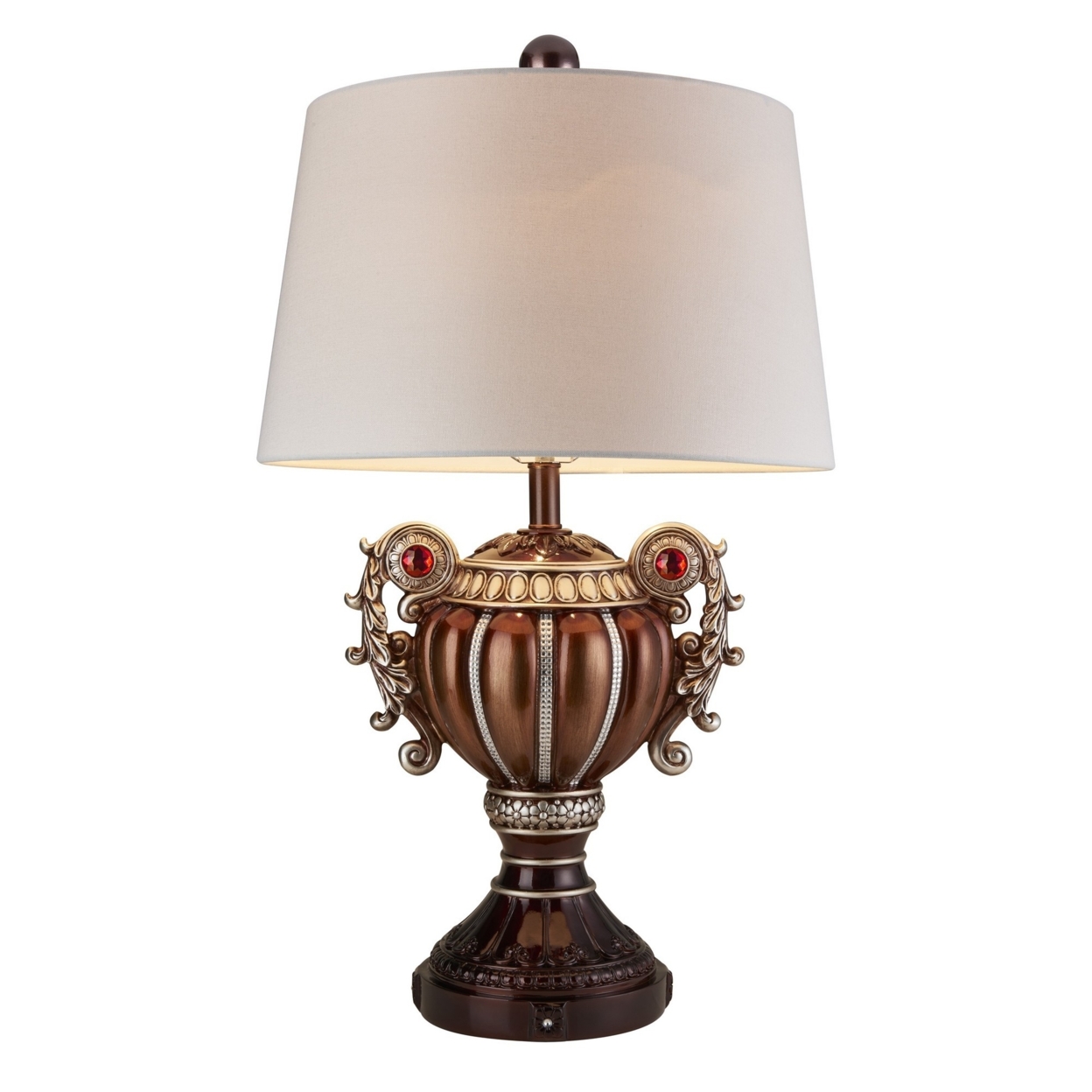 Trophy Shaped Polyresin Table Lamp With Scroll Handles, Bronze- Saltoro Sherpi