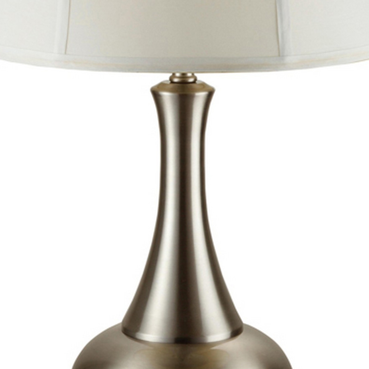 Table Lamp With Pot Bellied Shaped Base, Silver- Saltoro Sherpi