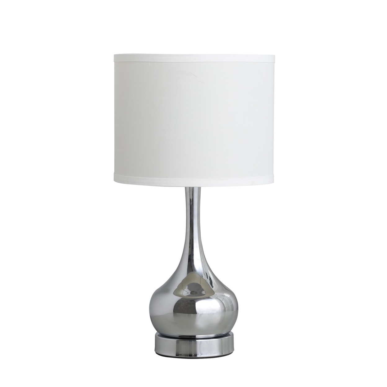 Pot Bellied Metal Body Table Lamp with Round Base, Silver- Saltoro Sherpi