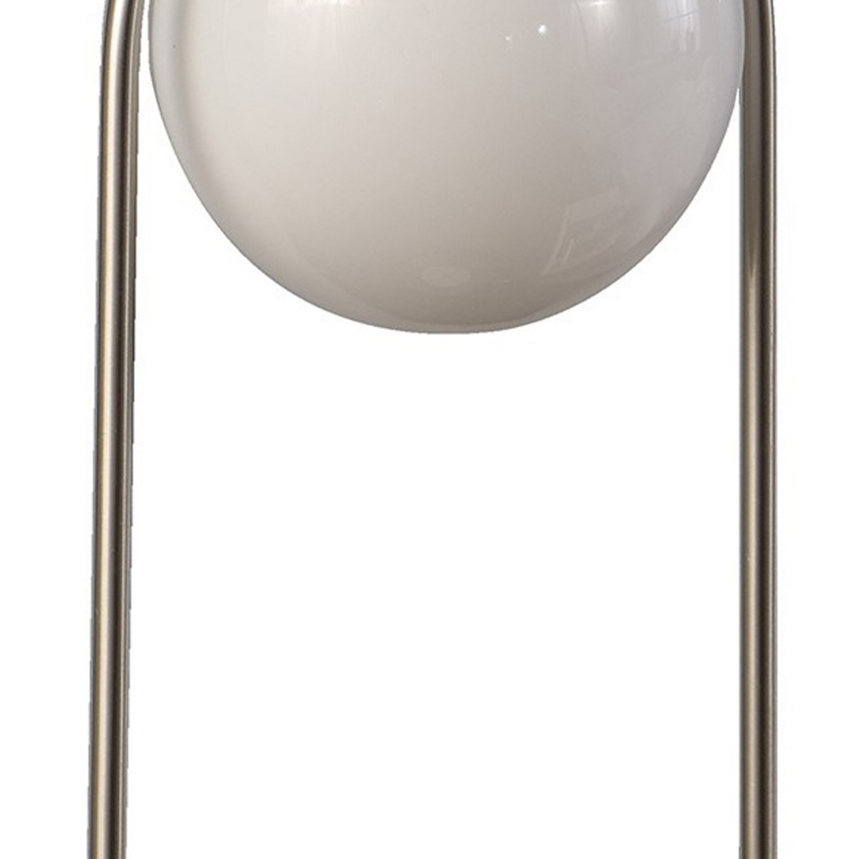 Table Lamp With Curved Open Frame And Hanging Globe Shade, Silver- Saltoro Sherpi