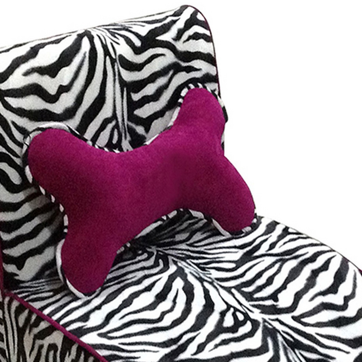 Pet Furniture With Zebra Print Fabric And Block Feet, Black And White- Saltoro Sherpi