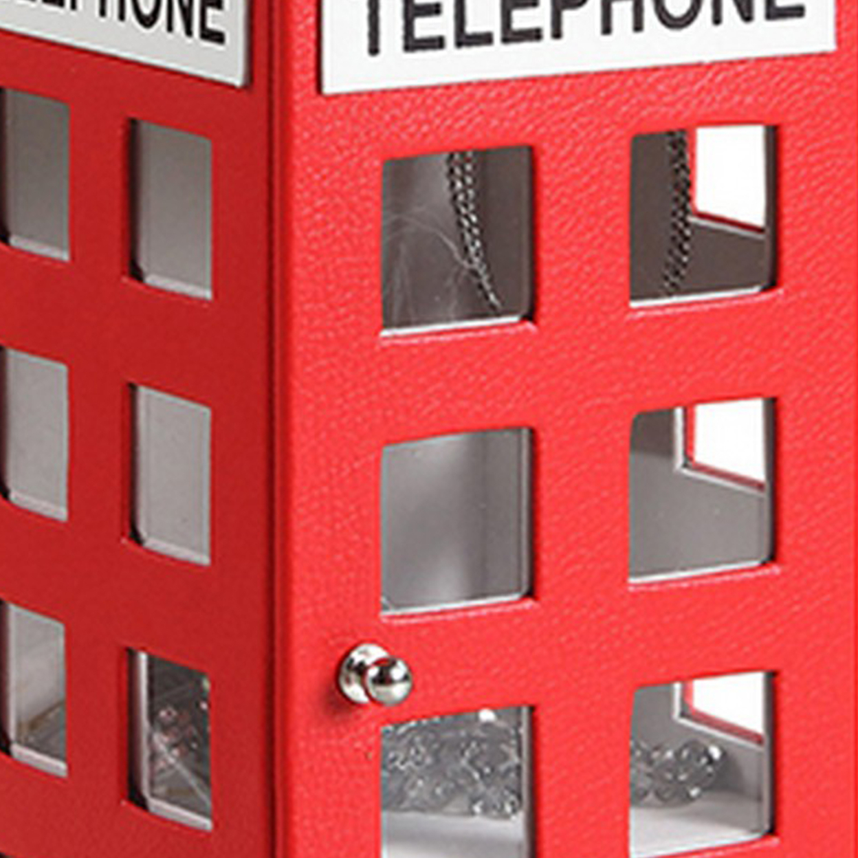 Telephone Booth Jewelry Box With 2 Drawers, Red- Saltoro Sherpi