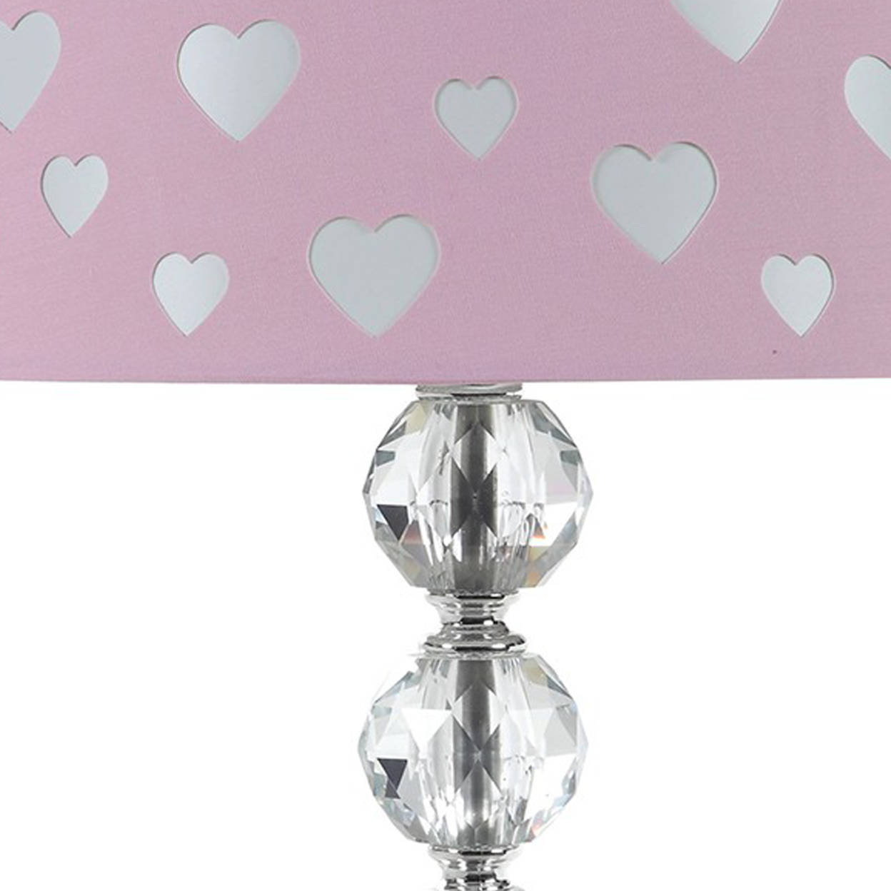 Table Lamp With Orb Stacked Base And Heart Shade, Silver- Saltoro Sherpi