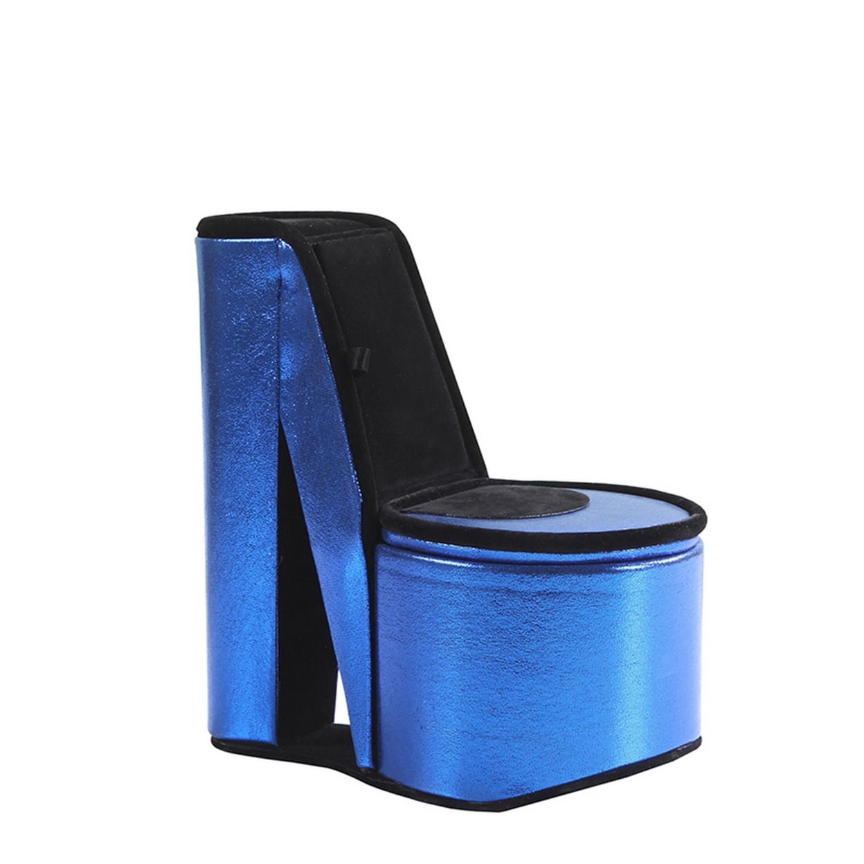 High Heel Shoe Jewelry Box With 2 Hooks And Storage, Blue- Saltoro Sherpi