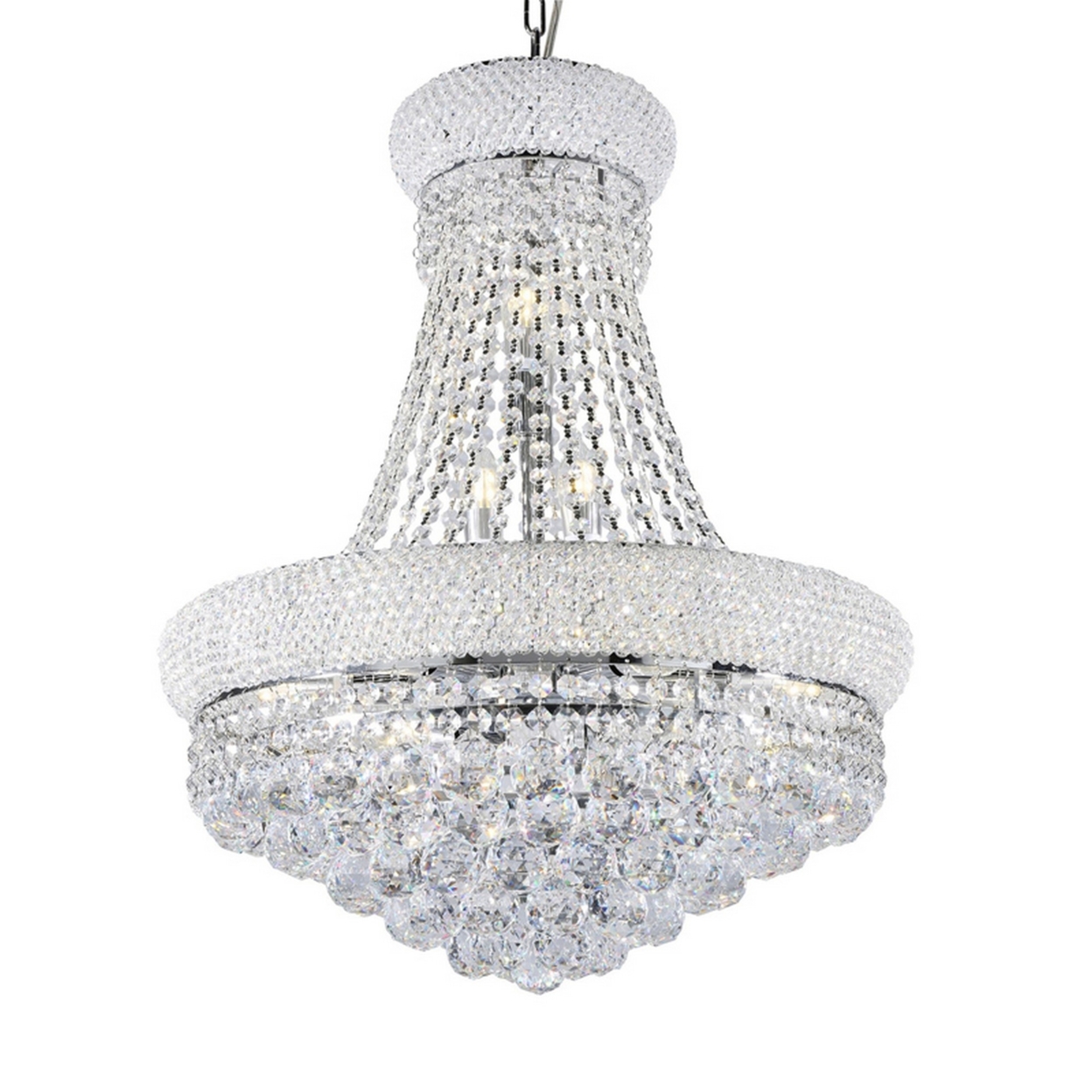 Crystal Ceiling Lamp With Chandelier Design Body, Clear- Saltoro Sherpi