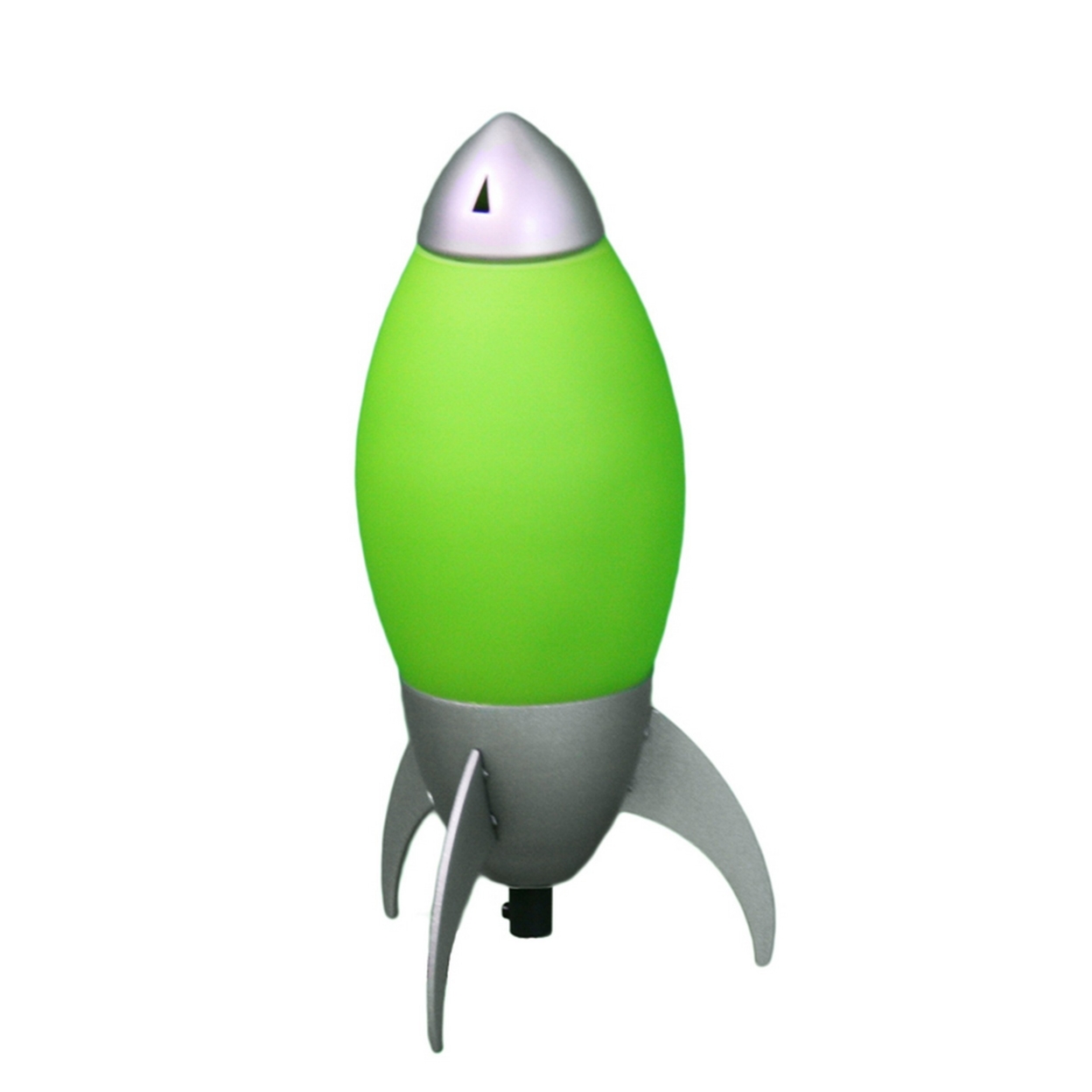 Kid Table Lamp With Rocket Design Silhouette, Green- Saltoro Sherpi