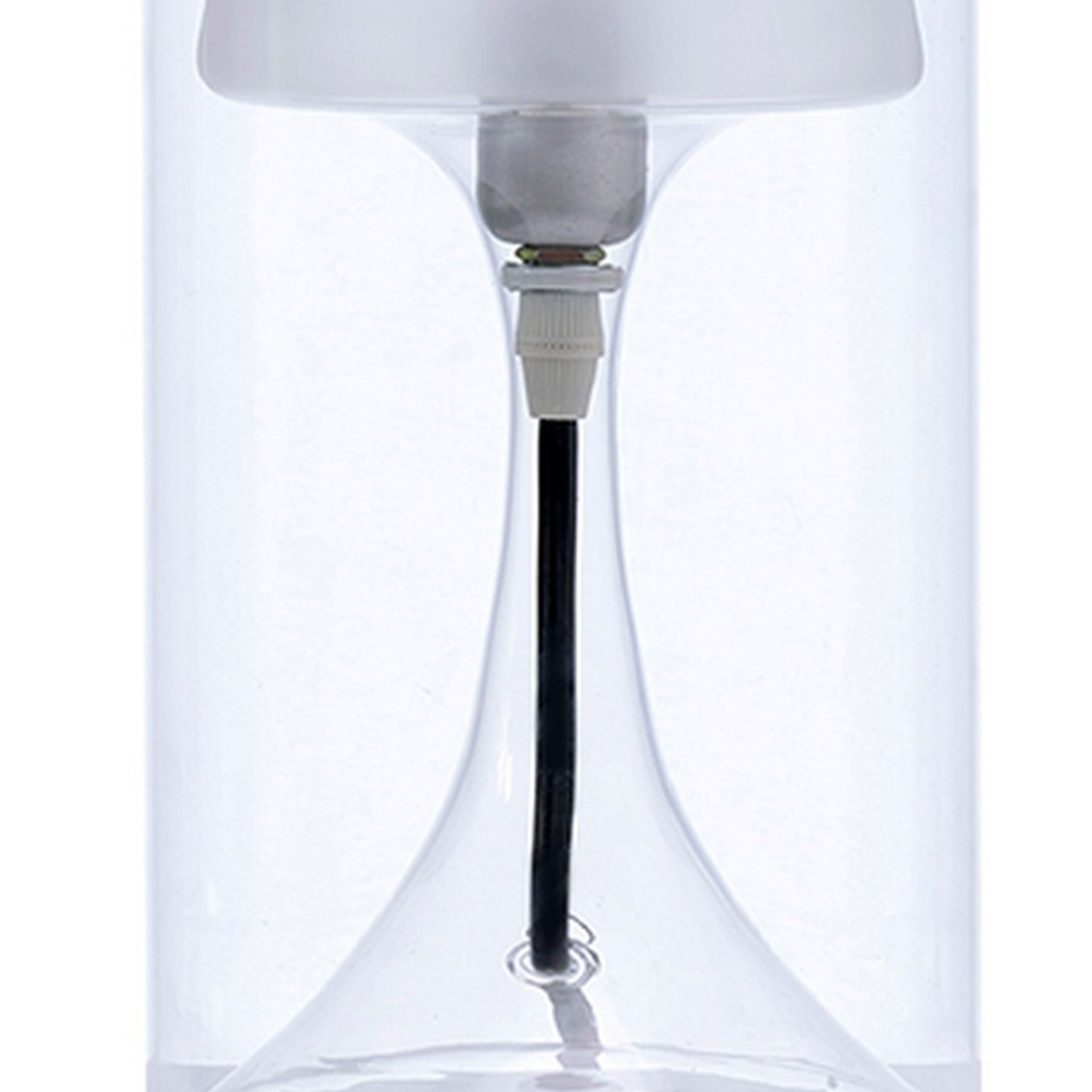 Hurricane Table Lamp With Frosted Glass Shade, Clear- Saltoro Sherpi