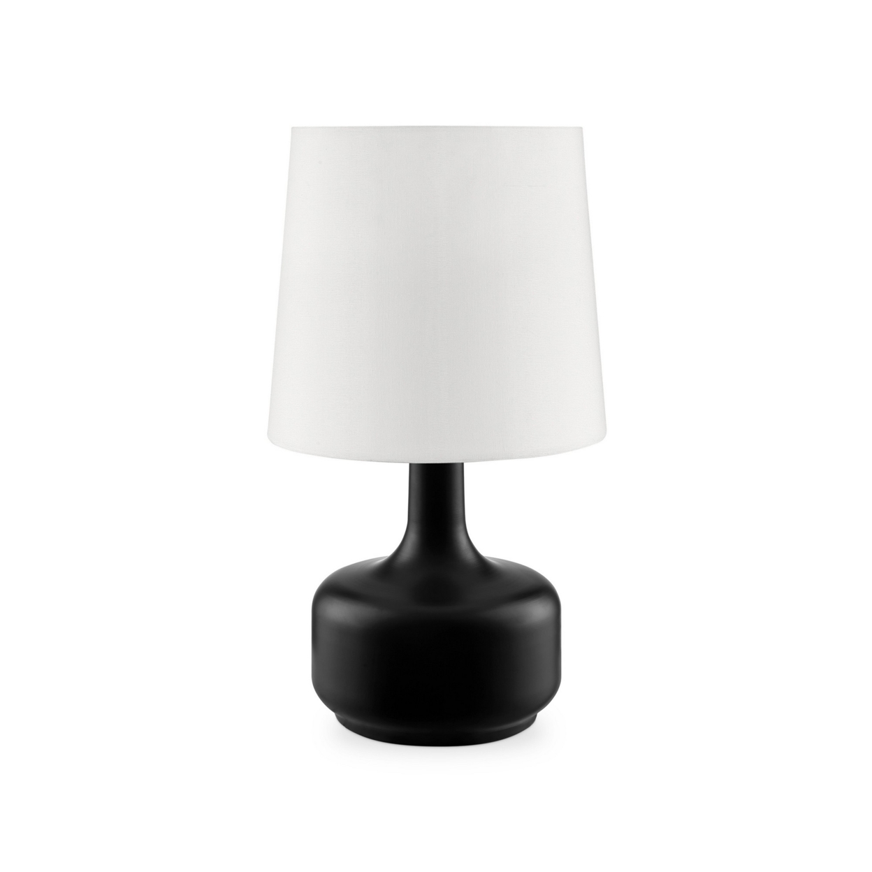 Table Lamp With Teardrop Metal Base And Fabric Shade, Black- Saltoro Sherpi