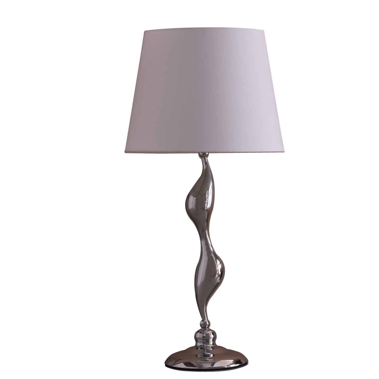 Table Lamp With Metal Female Figurine Base, Silver- Saltoro Sherpi
