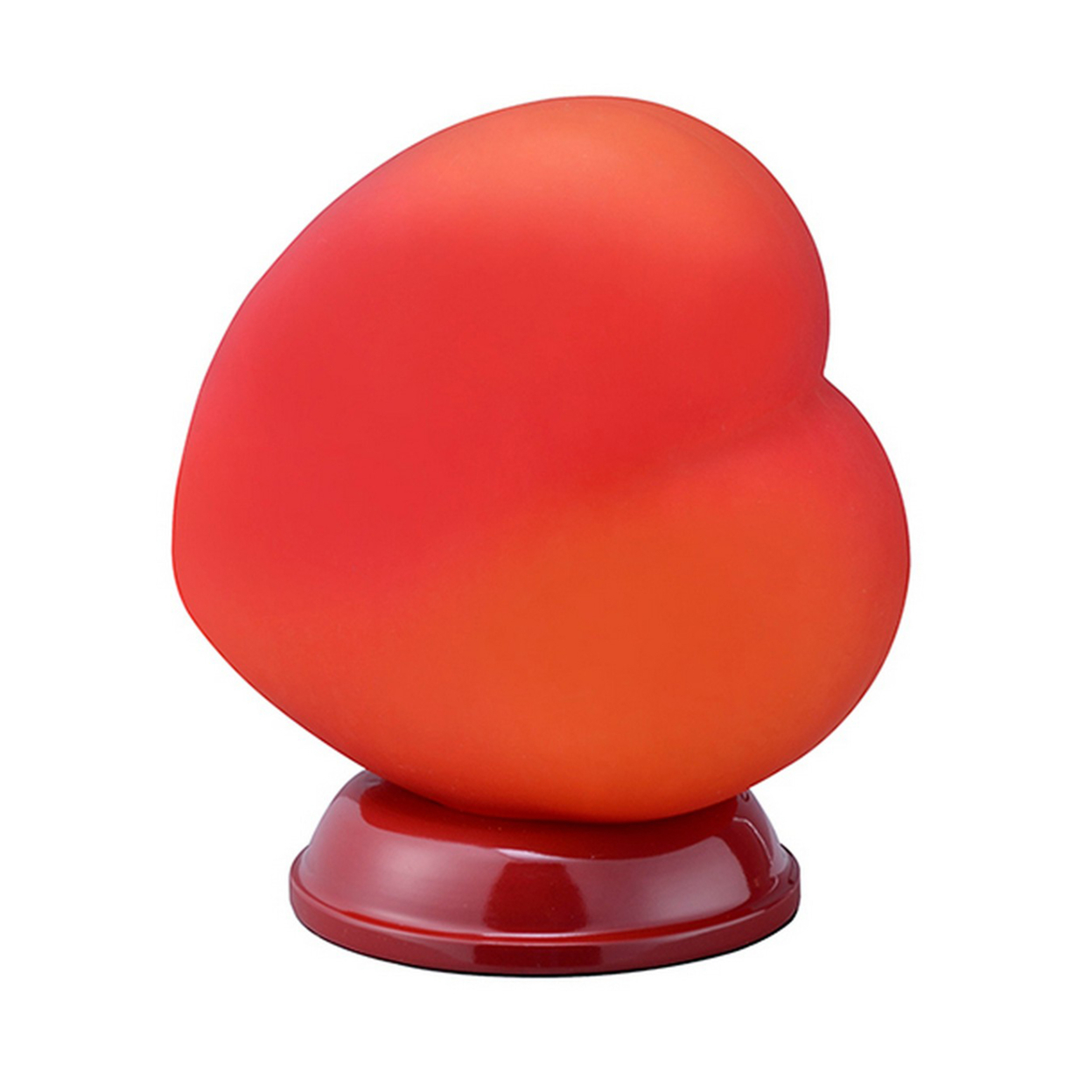 Table Lamp With Heart Shaped Glass Shade, Red- Saltoro Sherpi