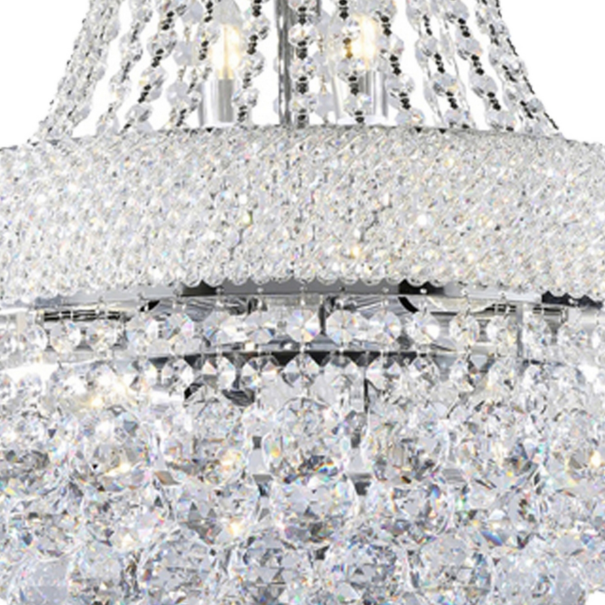 Crystal Ceiling Lamp With Chandelier Design Body, Clear- Saltoro Sherpi