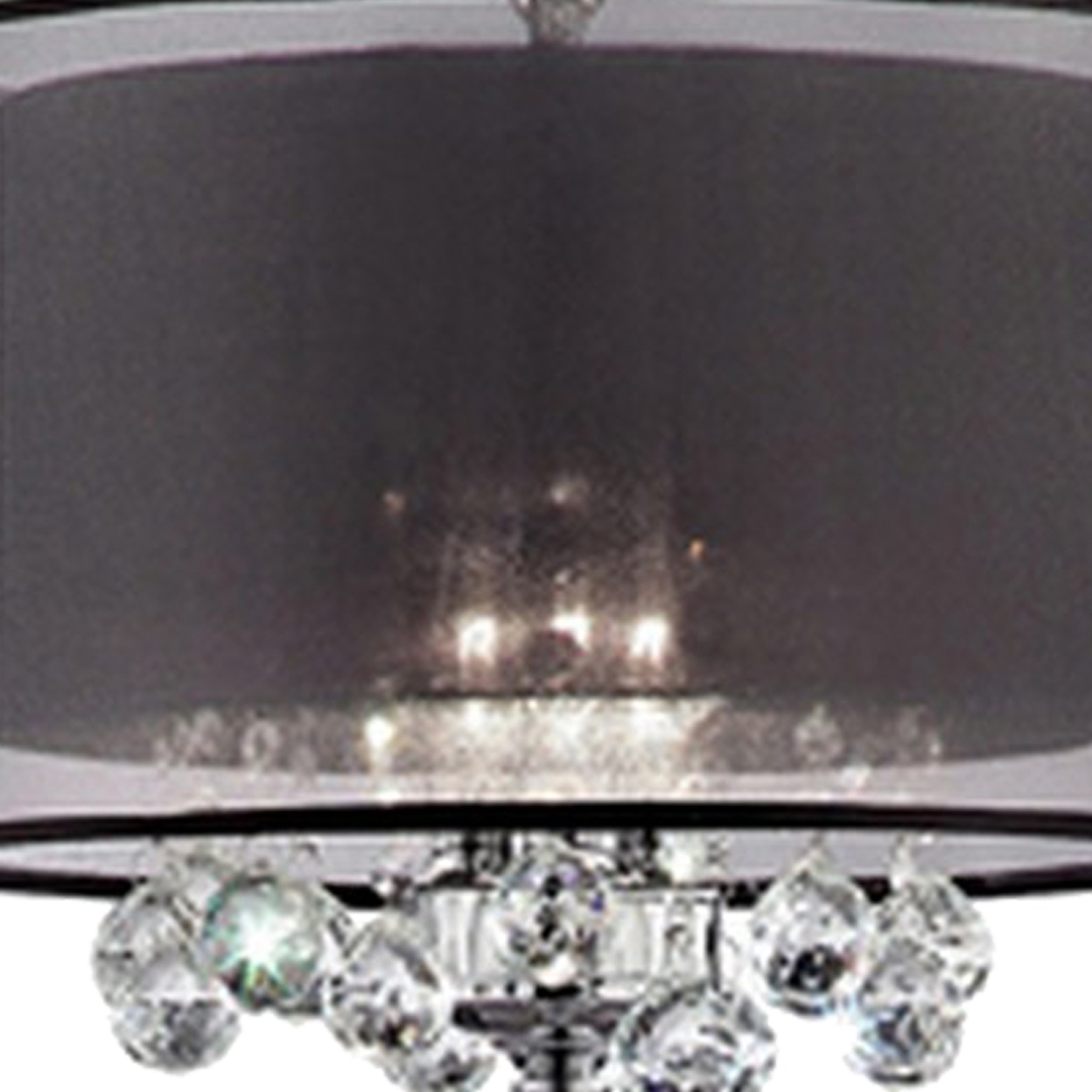 Twisted Crystal Accent Floor Lamp With Dual Fabric Shade, Clear And Black- Saltoro Sherpi