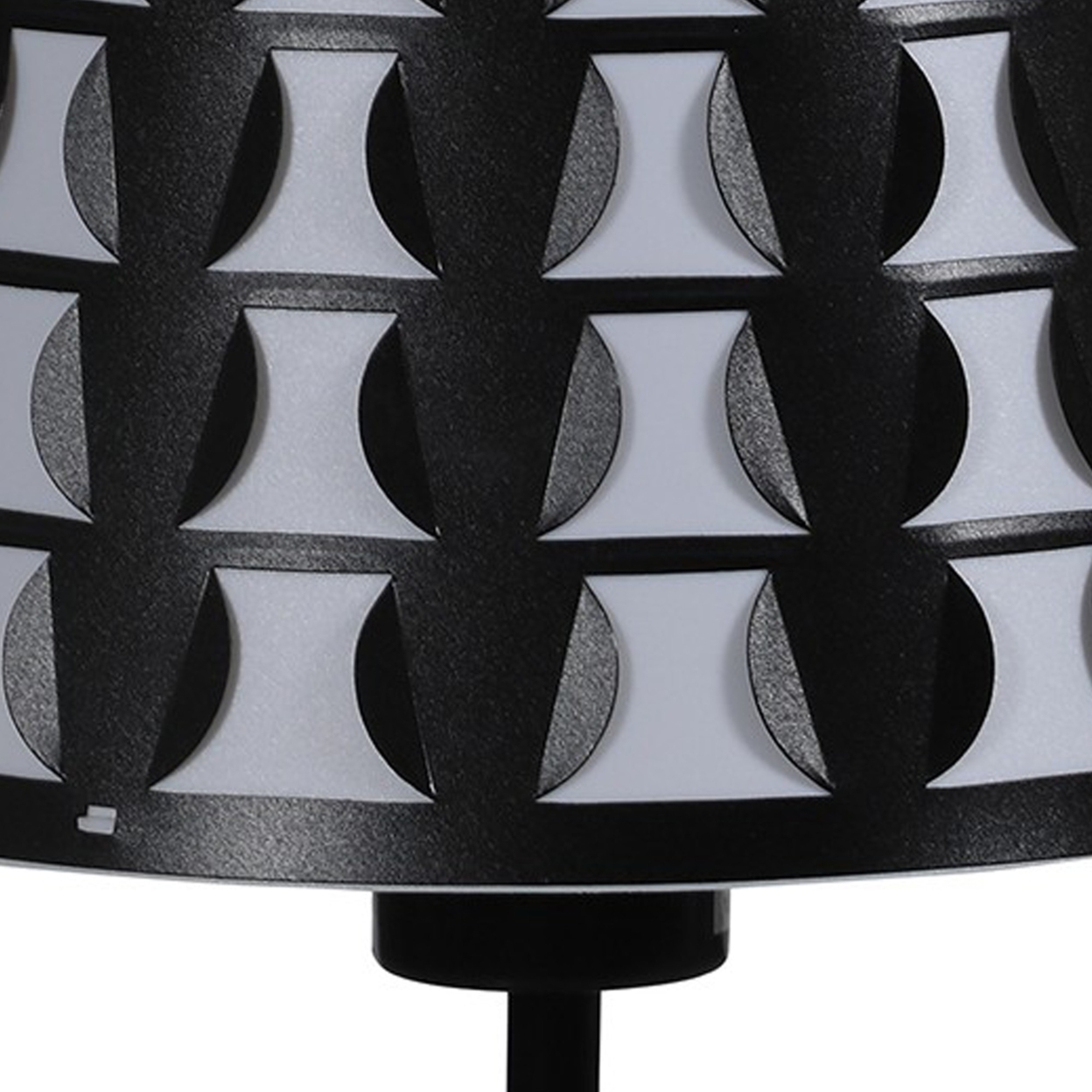 Plastic Shade Metal Table Lamp With Open Clover Base, Black- Saltoro Sherpi