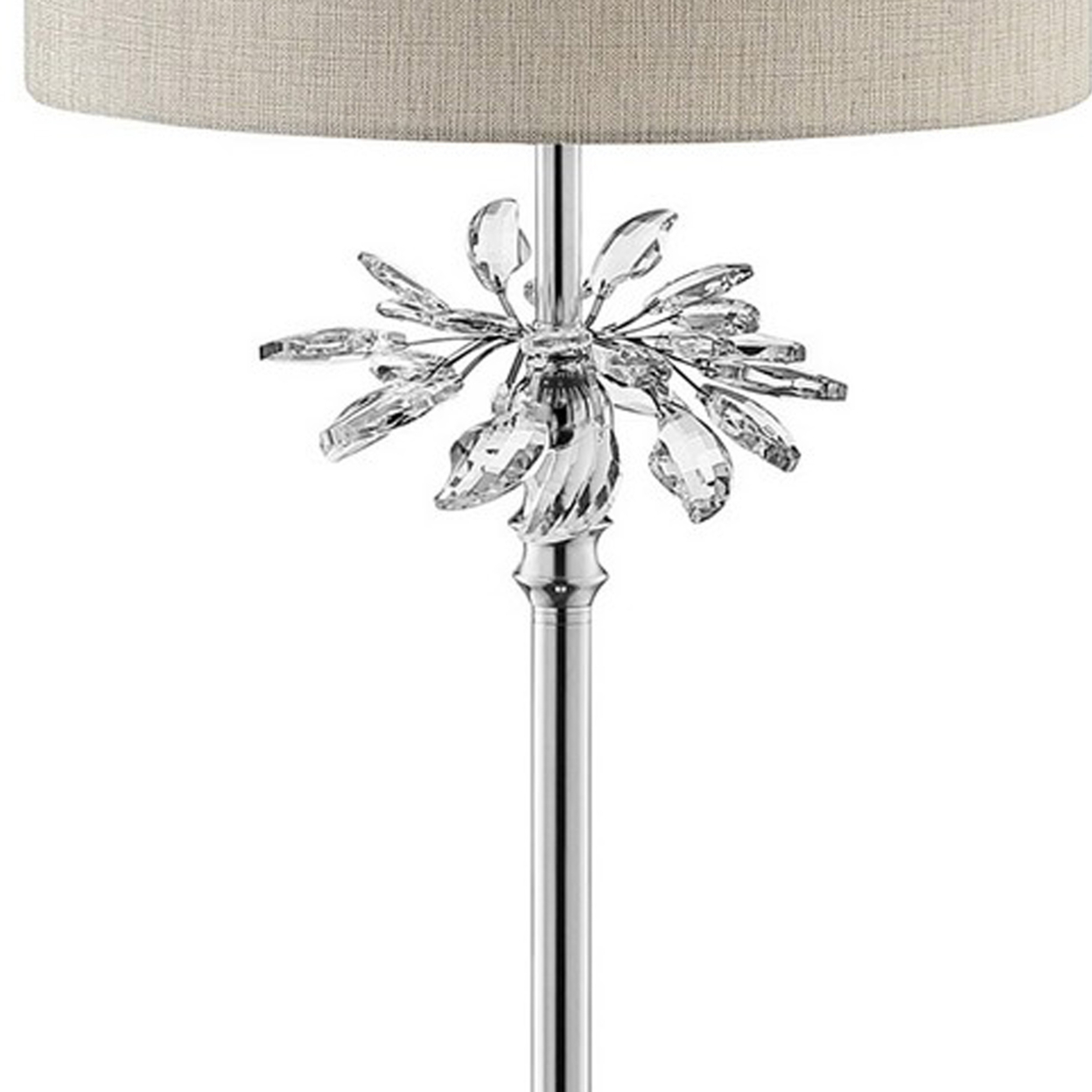Floor Lamp With Starburst Crystal Accent, Gray And Silver- Saltoro Sherpi