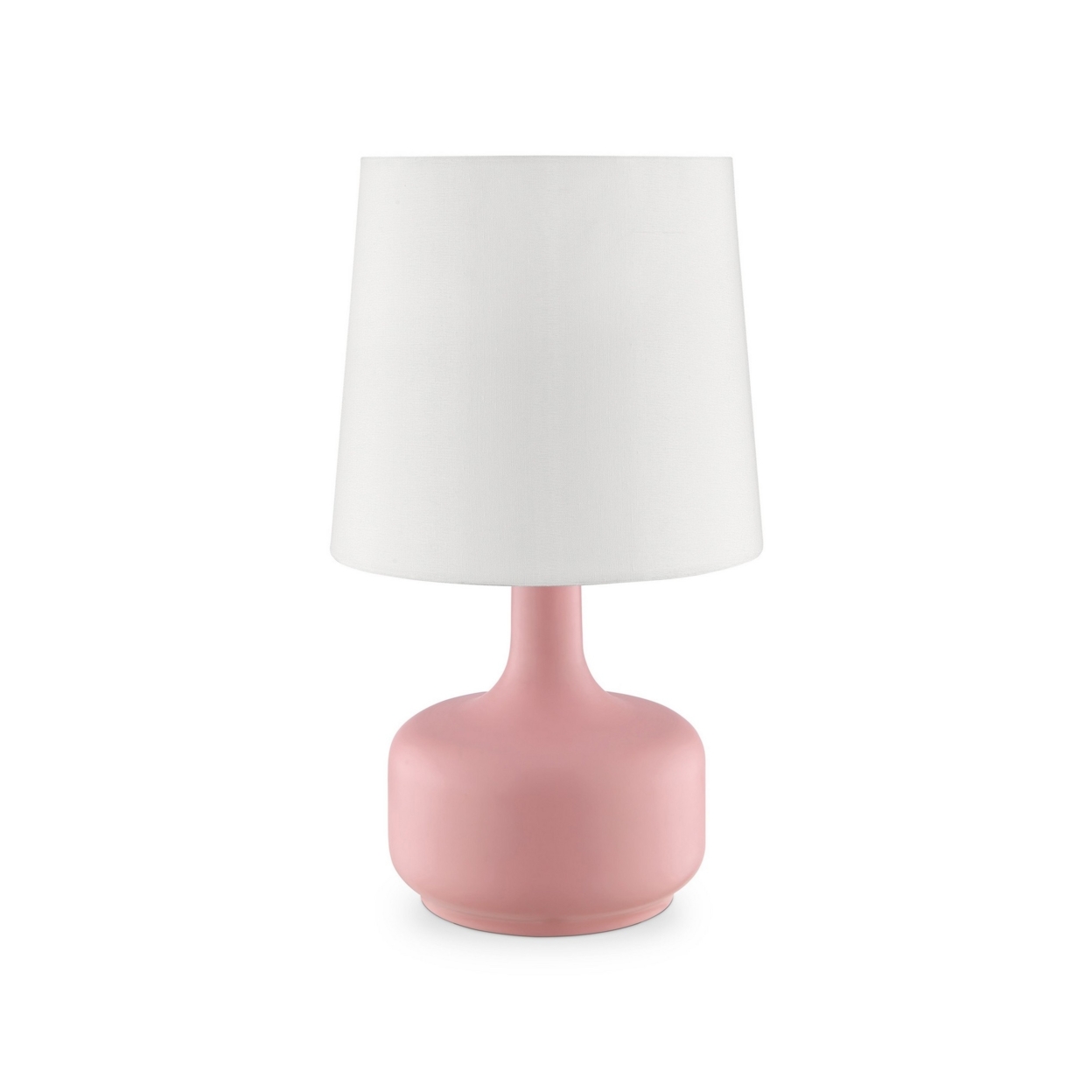 Table Lamp With Teardrop Metal Base And Fabric Shade, Pink- Saltoro Sherpi