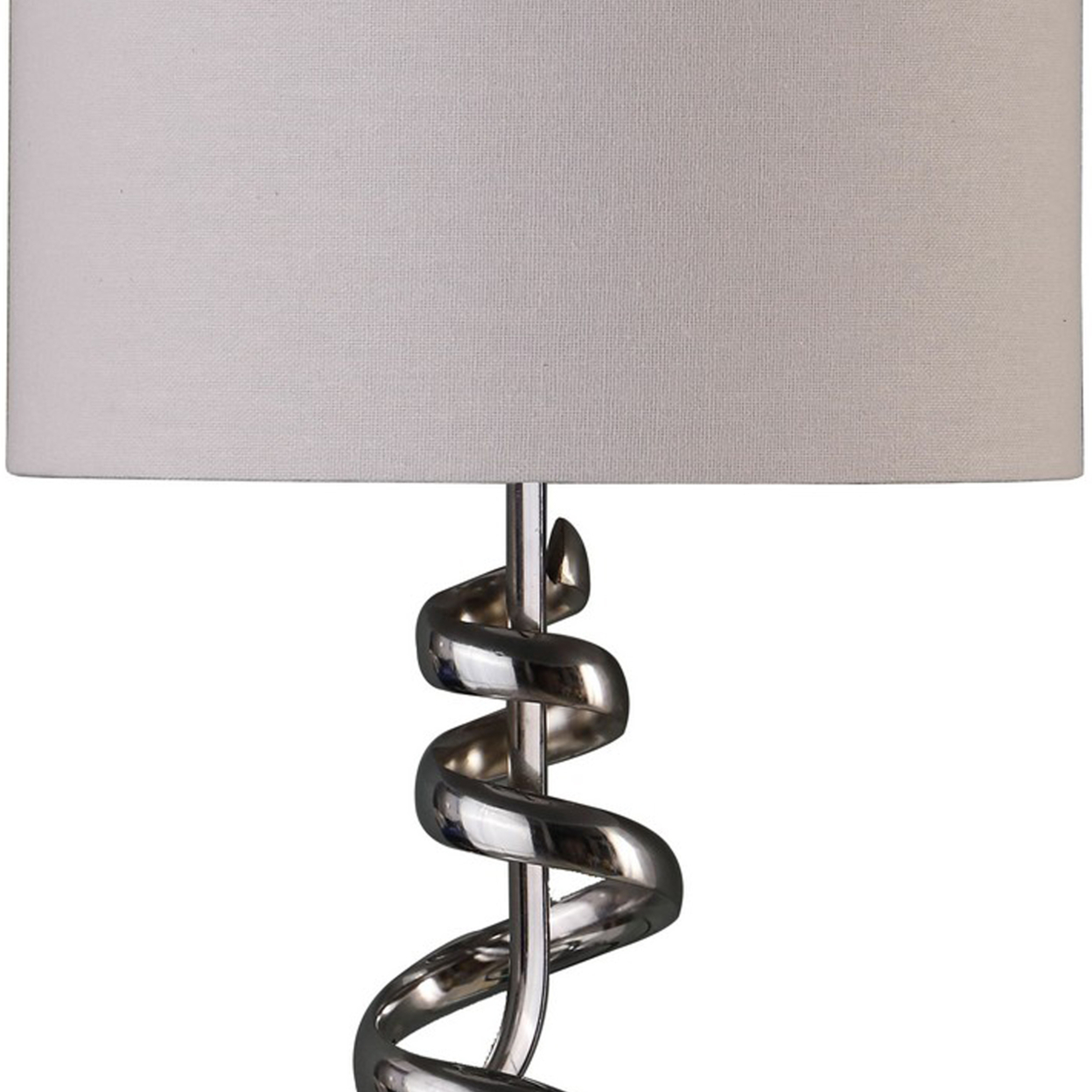 Table Lamp With Curved Abstract Metal Base, Silver- Saltoro Sherpi