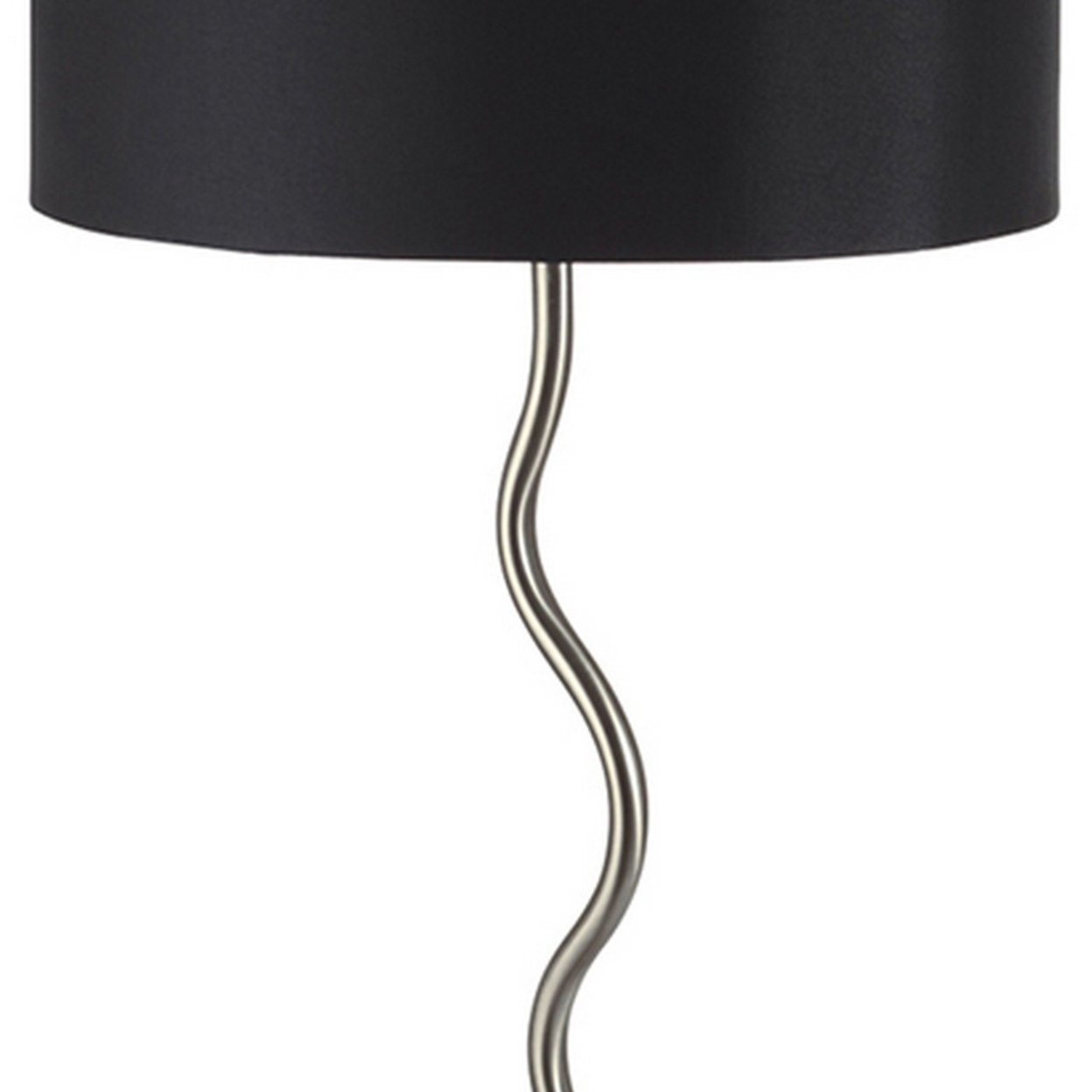 Table Lamp With Curved Tubular Body And Round Base, Black- Saltoro Sherpi