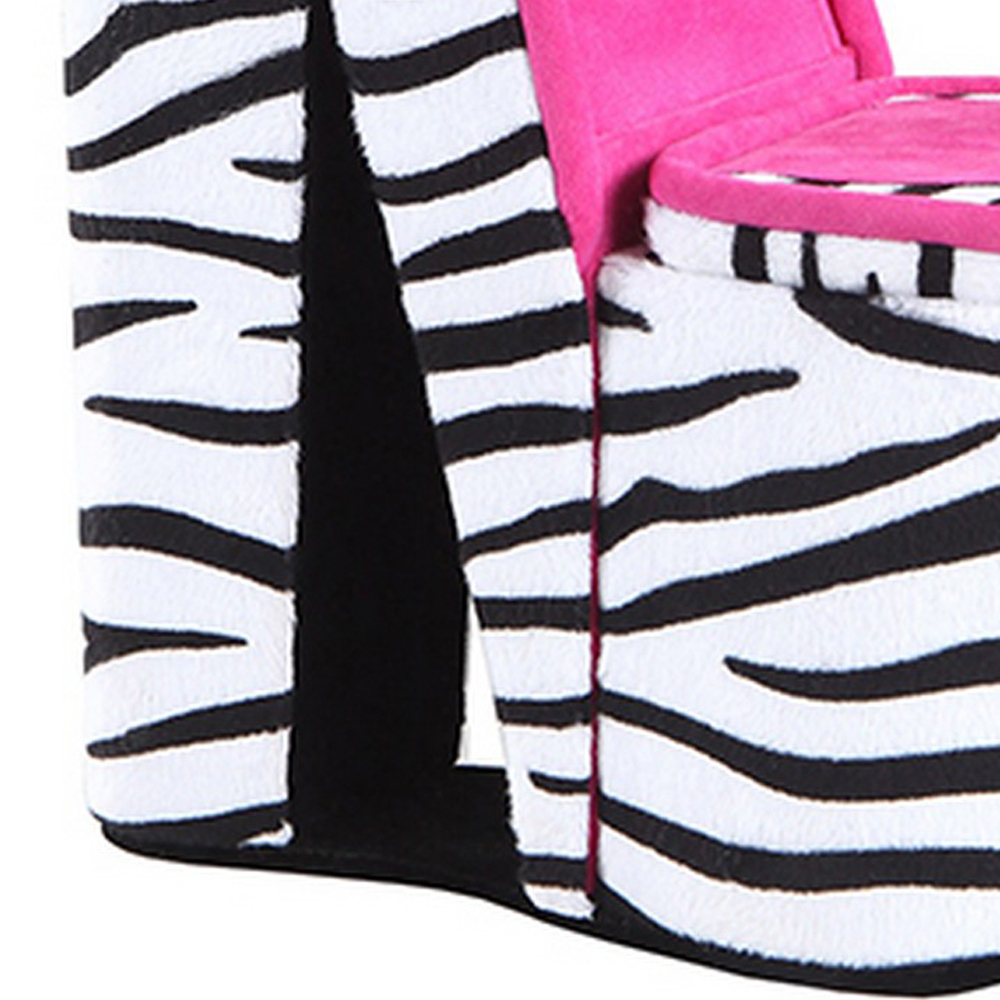 High Heel Zebra Shoe Jewelry Box With 2 Hooks, Multicolor- Saltoro Sherpi