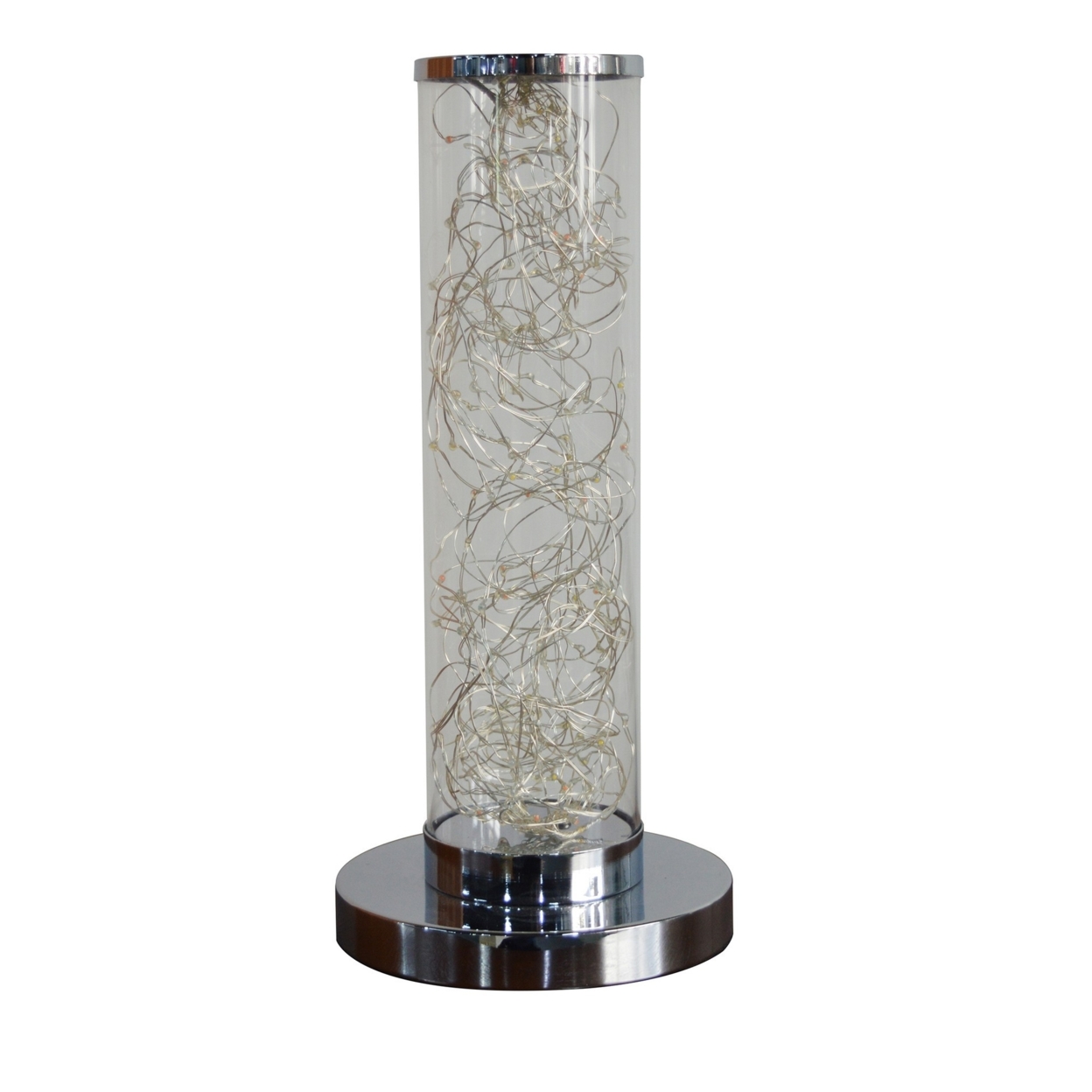 Column Table Lamp With Integrated Multicolored LED, Clear- Saltoro Sherpi