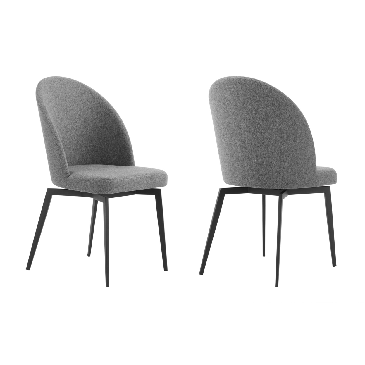 Swivel Fabric Dining Chair With Curved Backrest, Set Of 2, Gray- Saltoro Sherpi